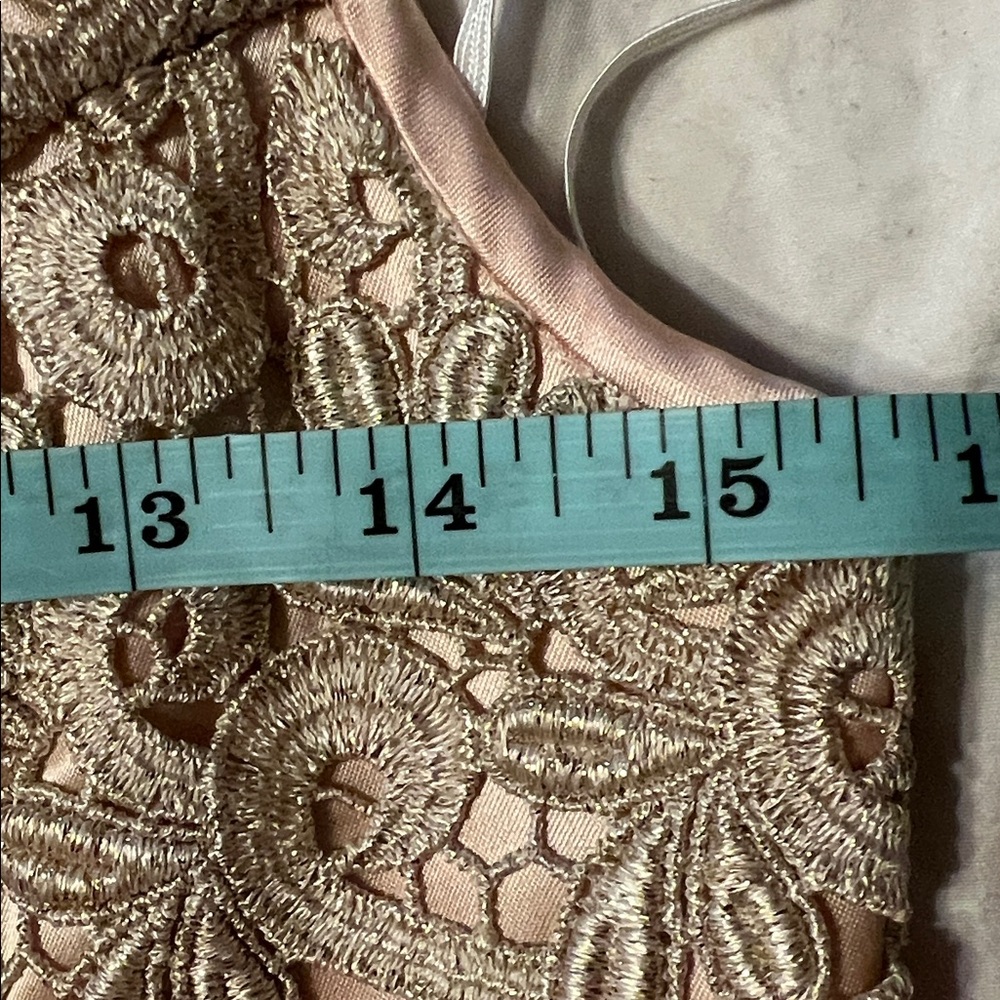 Jessica McClintock Vintage Gold Metallic Lace Cocktail Dress NWT 8 (Small) 90s - Picture 7 of 11